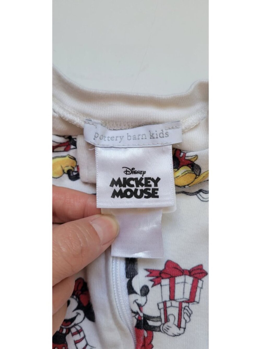 Pottery Barn Kids Disney Mickey Mouse Holiday Organic Cotton Pajama footed - Picture 3 of 6